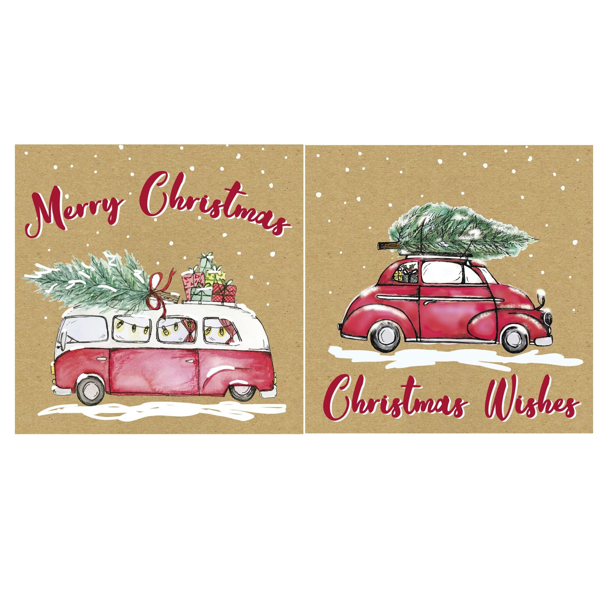 EurowrapKraft Christmas Card (Pack of 24) (One Size) (Brown/Red/Green)