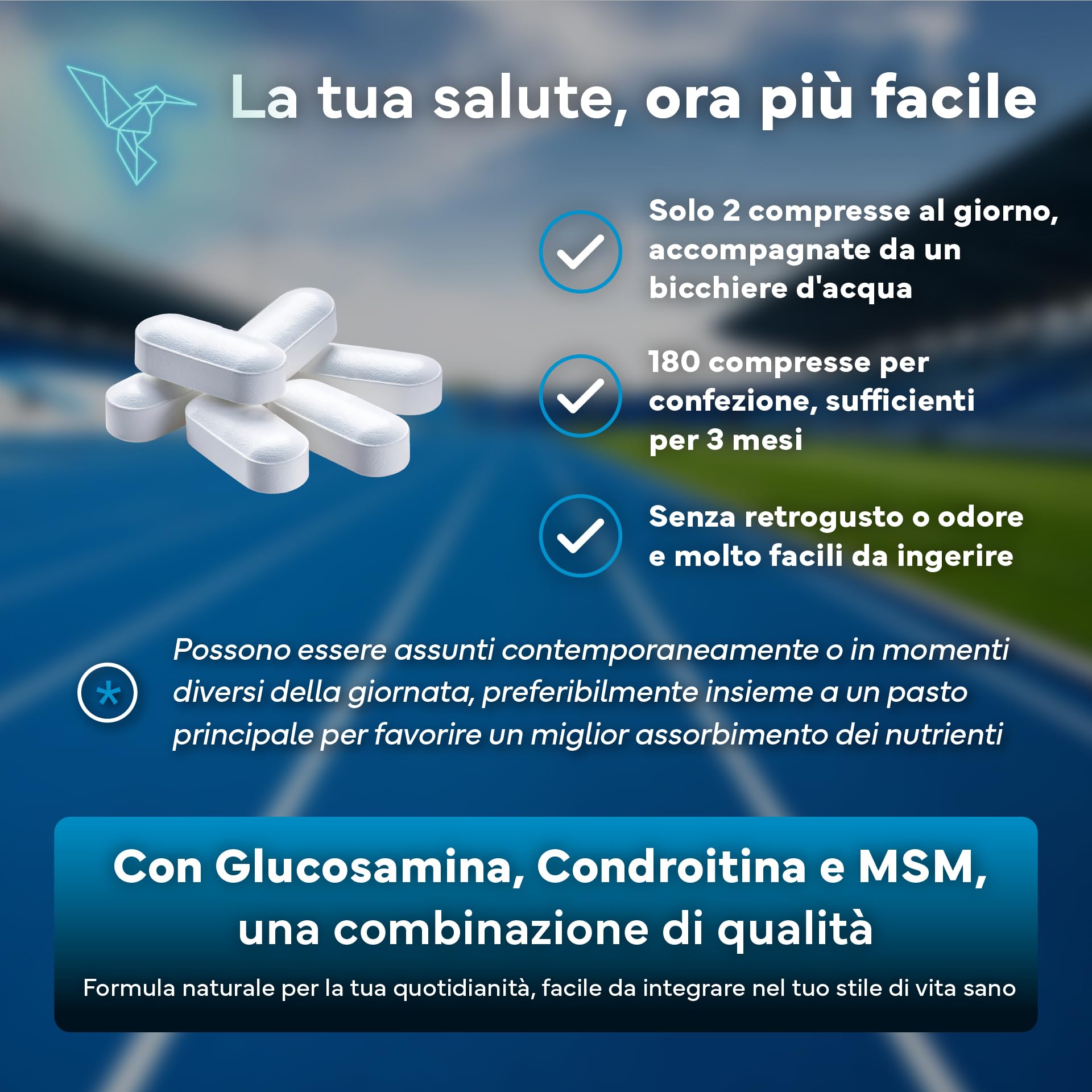 Glucosamina, Condroitina e MSM – Integratore per Articolazioni, Cartilagine e Ossa – Formula con Boswellia, Vitamine C e D3 – 180 Capsule ad Alta Densità – Sevens Nutrition