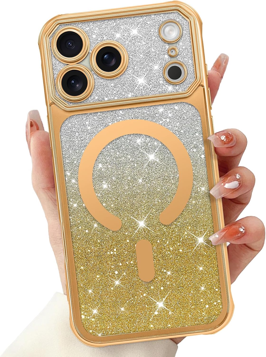 LSL Case for iPhone 17 Pro Max [Compatible with MagSafe] Soft TPU Anti-Drop Anti-Scratch Shockproof Protective Slim Plating Bling Glitter Magnetic Cover for Women Girls Men - Purple