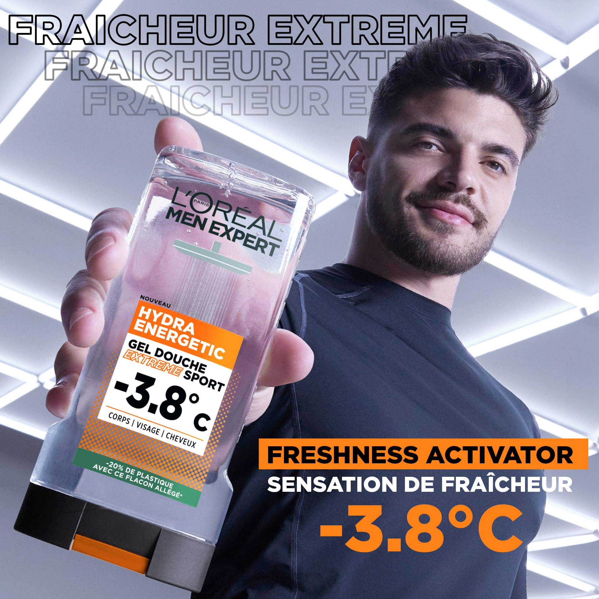L’Oréal Paris L'Oréal Men Expert Hydra Energetic Shower Gel Extreme Sport -3.8°c Sensation of Freshness - Pack of 6 x 300ml - Image 3