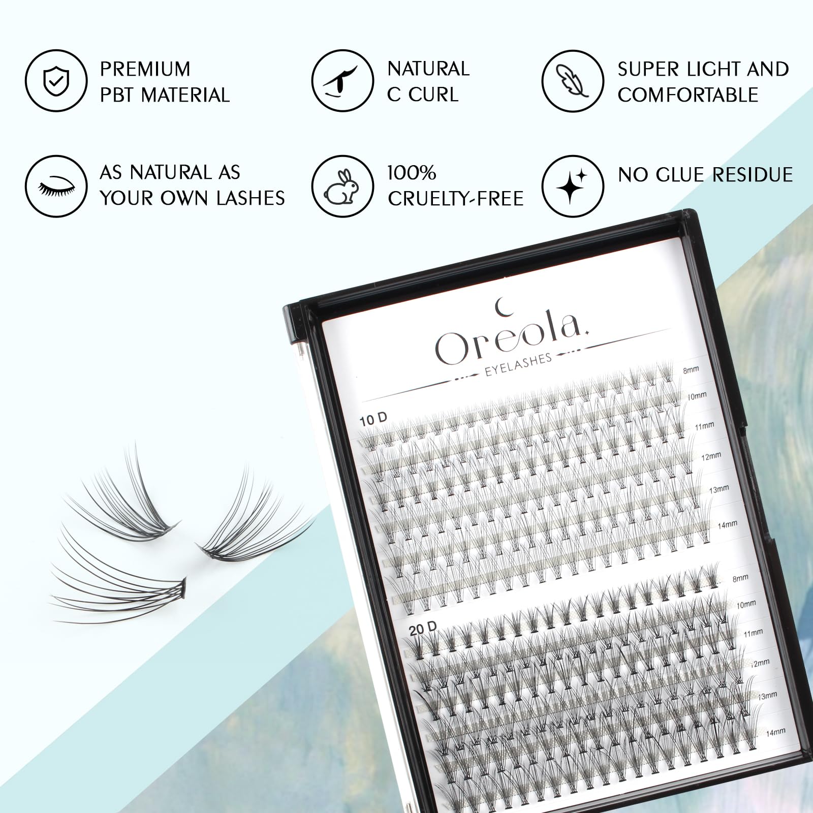Kit de pestañas individuales Bond&Seal 228PZS 0.1C 8-14 mm 10D 20D pinzas removedor