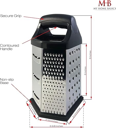Miniatura 4 de Ralladores de caja para cocina, 6 lados, cortador multiusos de queso y verduras, acero inoxidable con secretos de cocina
