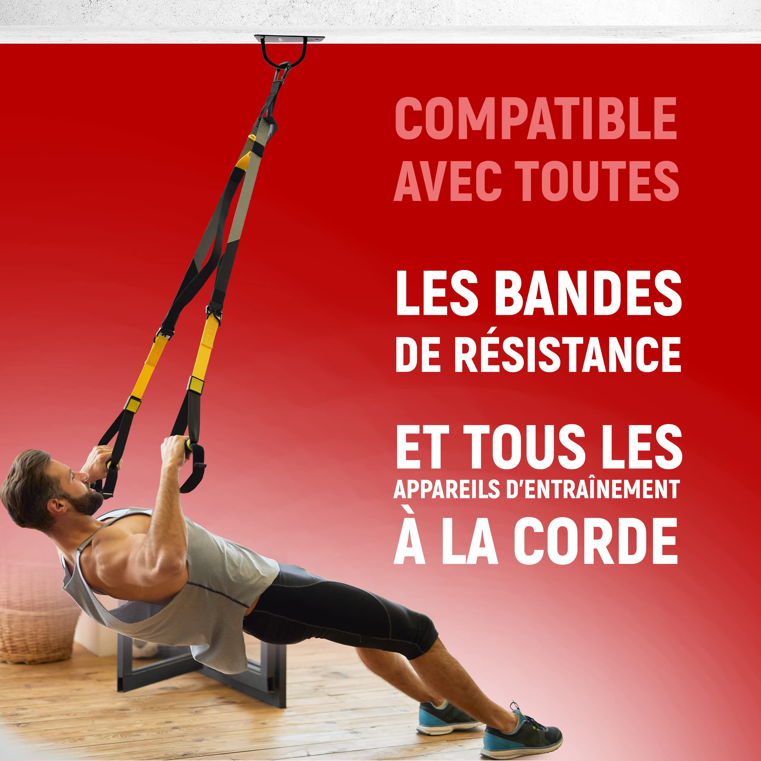 NEOLYMP Prime Support Mural en Acier Inoxydable I Charge jusqu'à 200 KG I Support Plafond pour Sling Trainer