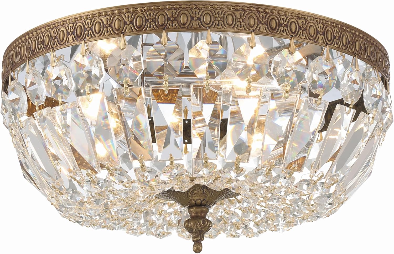 Crystorama 2 Light Clear Italian Crystal Flush Mount (Olde Brass, 12")