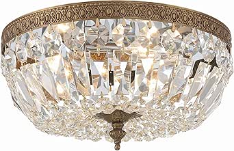 Crystorama 3 Light Clear Italian Crystal Flush Mount (Olde Brass .)