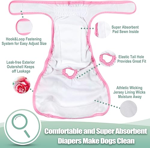 Miniatura 5 de wegreeco - Pañales lavables y reutilizables para perros (patrón elegante), pañales para perras, paquete de 3 (floral, talla S)