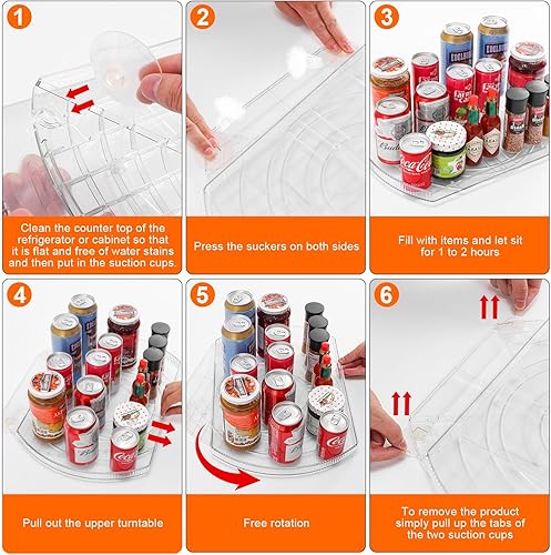 Miniatura 4 de Organizador cuadrado Lazy Susan para refrigerador, diapositiva y rotación de 360 y organización y almacenamiento para refrigerador, 16.53 pulgadas