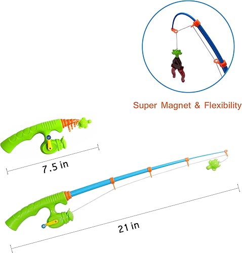 Miniatura 6 de Juguete de baño, juguete magnético de pesca de 39 piezas, juego de pesca flotante impermeable en la tina, piscina, baño, juguetes educativos para