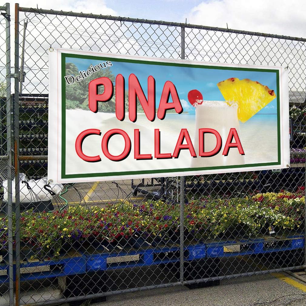 Vinyl Banner Multiple Sizes Pina Colada Restaurant Cafe Bar A Food & Beverage Pineapple Outdoor Weatherproof Industrial Yard Signs White 10 Grommets 60x144Inches
