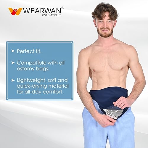 Miniatura 3 de Fundas para bolsas de ostomía, fundas para bolsas de colostomía para hombres y mujeres, suministros de ostomía, cinturón de ostomía azul oscuro (XL)