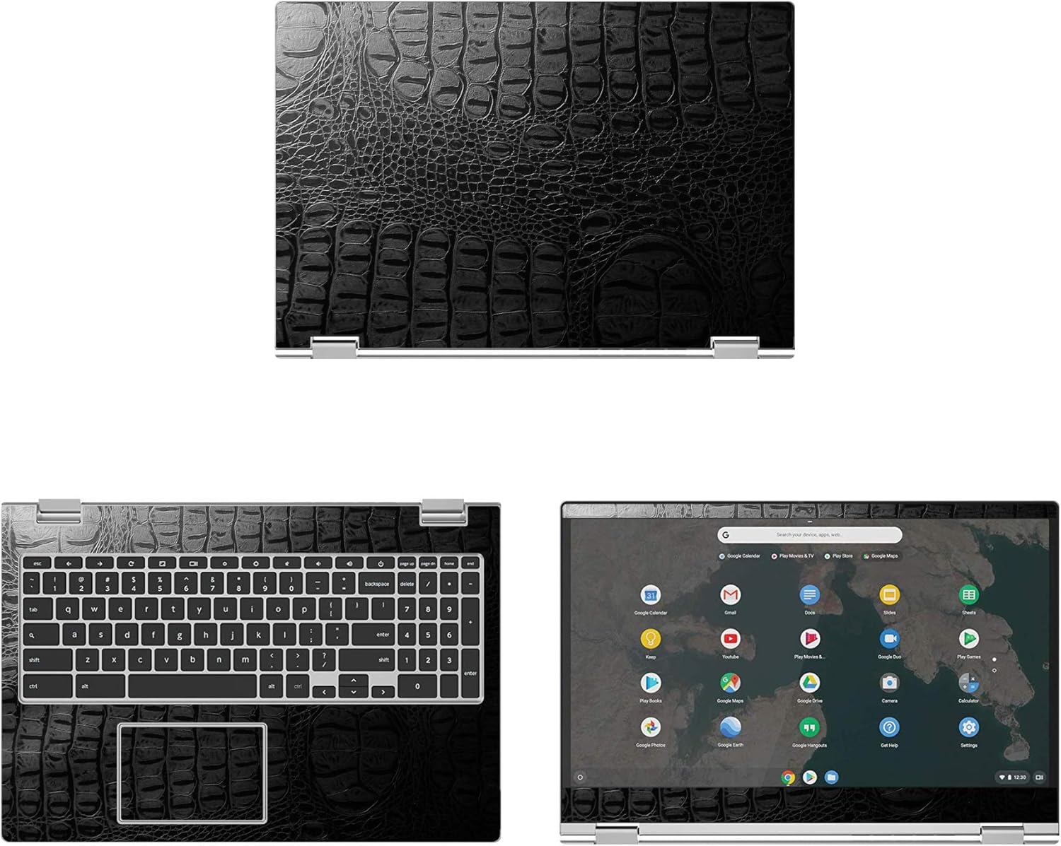 Decalrus - Protective Decal for Lenovo Chromebook C340-15 (15.6" Screen) Laptop Crocodile Skin Pattern Texture Skin case Cover wrap CROlenovoChrmbk15_C340Black