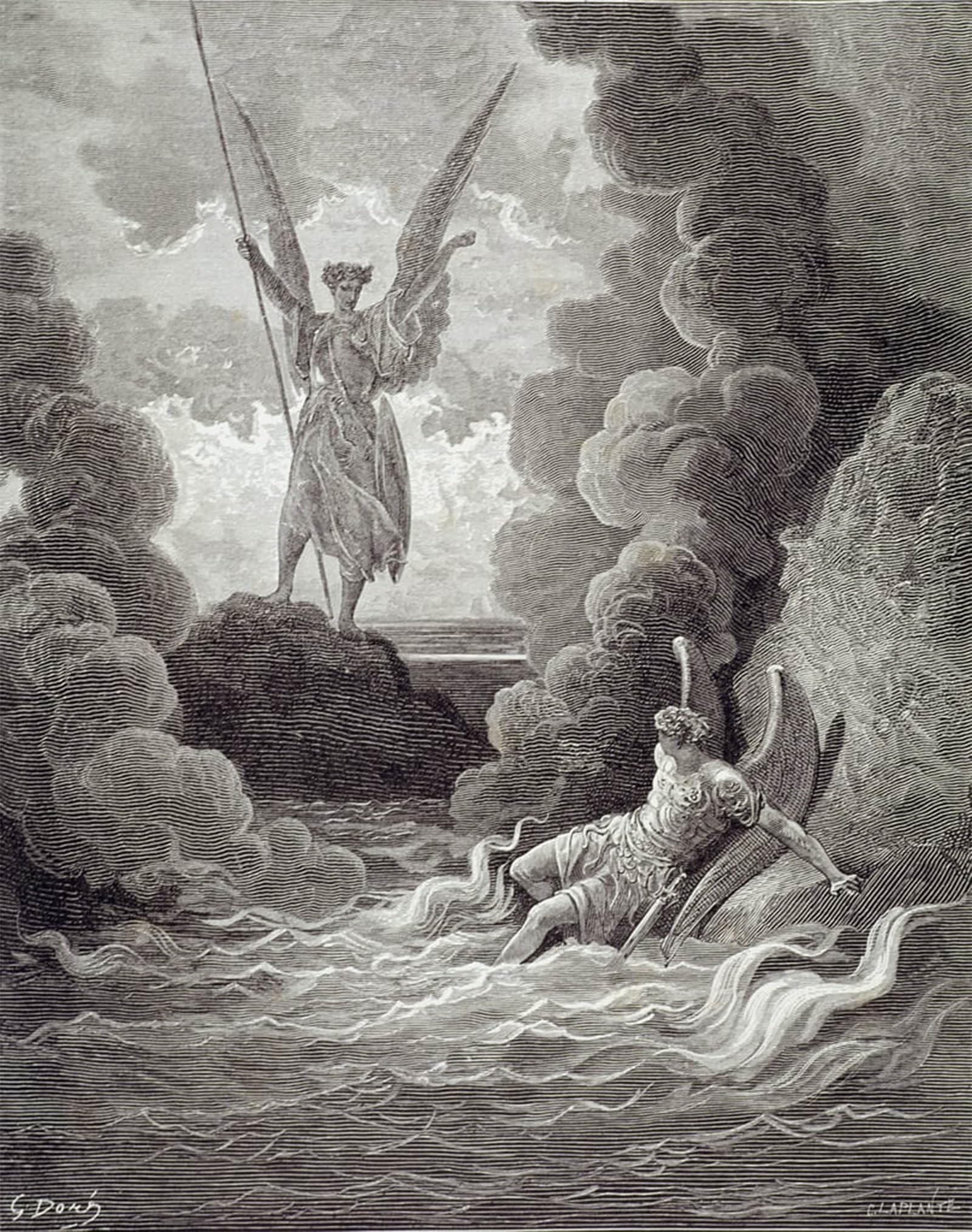 POSTERIIk Vintage Print Pop Art Landscape Artwork Satan and Beelzebub by Gustave Dore Art Prints for Office Home Decor 60x90cm