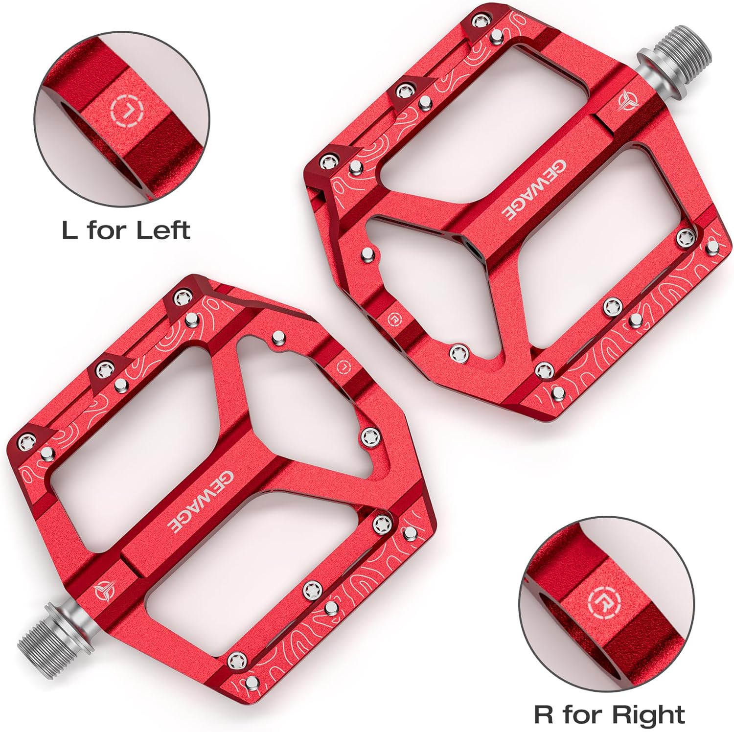 Road/Mountain Bike Pedals -Non-Slip Bicycle Flat Pedals Aluminum 9/16" - 3 Sealed Bearing Lightweight Platform Pedals for Road Mountain BMX MTB Bike