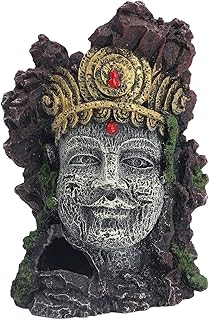 Decoração de estátua de cabeça de Buda de aquário, resina de tanque de peixes, ornamento de escultura de Buda grande, esconderijo, caverna de betta, descanso de sono, brincadeira para peixes pequenos, camarão, lagarto