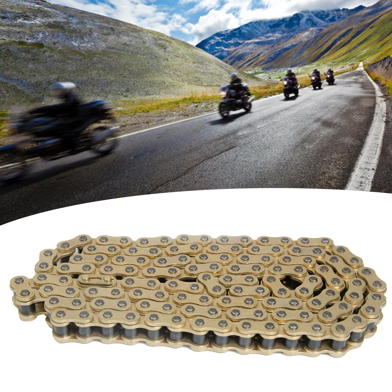 Catena di trasmissione dorata con O-Ring 525-120 di ricambio per moto ATV passo 525 120 maglie