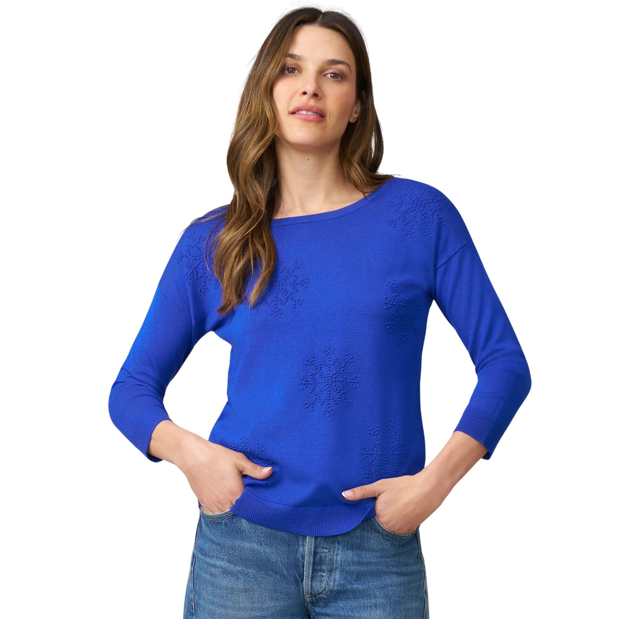 Cable Gauge Womens Snowflake Drop Shoulder Tunic Sweater