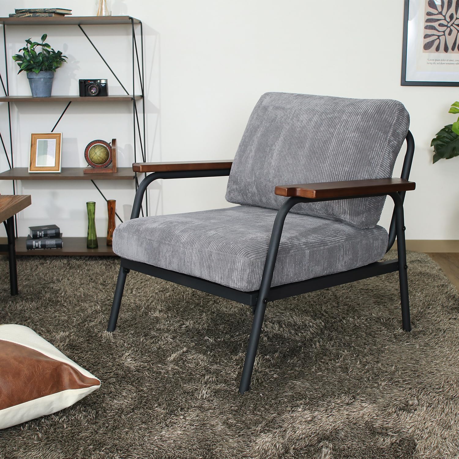 Amazon.co.jp: 不二貿易 ソファ 1人掛け アイアンアーム 天然木