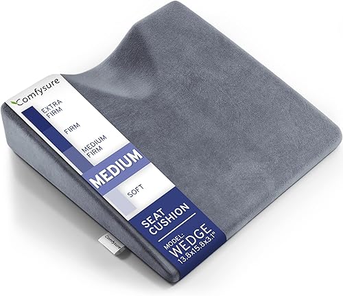 Miniatura 9 de Almohada de cuña para silla de oficina y cojín de asiento de automóvil, almohadilla de asiento de espuma viscoelástica de firmeza media para asiento