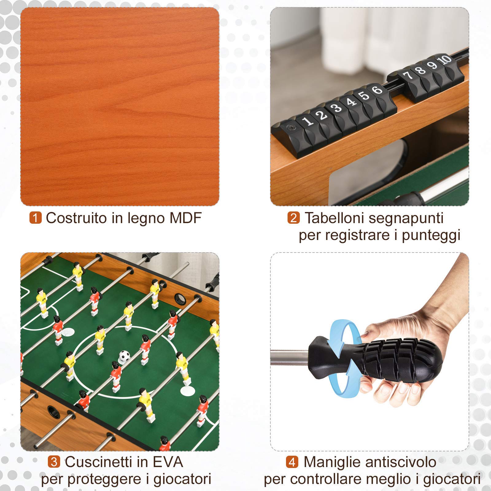 Calcio Balilla Professionale in MDF con 2 Palline Segnapunti 22 Giocatori