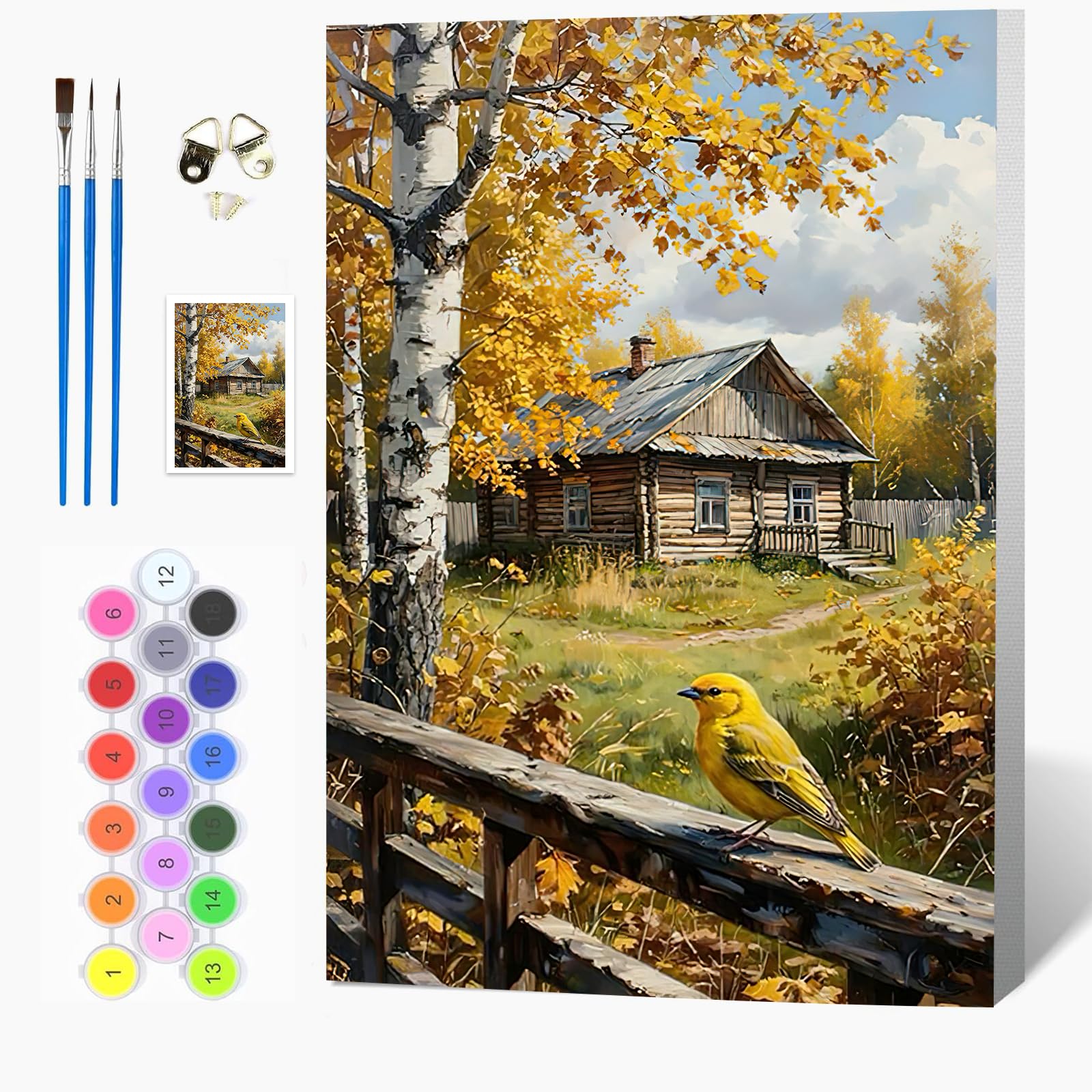Auremi Farm Paint by Numbers Kits Kids Adults, Landscape Painting by Number Kits On Canvas,Framed DIY Color Oil Painting Acrylic Paints,Home Wall Decor 20x30cm
