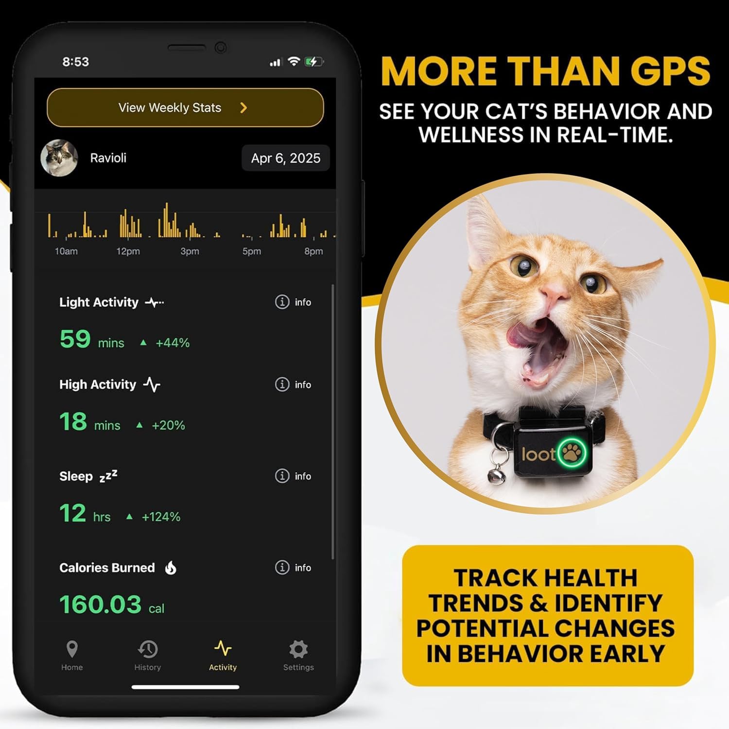 GPS Cat Tracker Collar | Pet Tracker for Cats with App and Vet Support | Real Time Cat Location Health and Activity | Lightweight GPS Tracker for Cats | 60 Day Free Trial