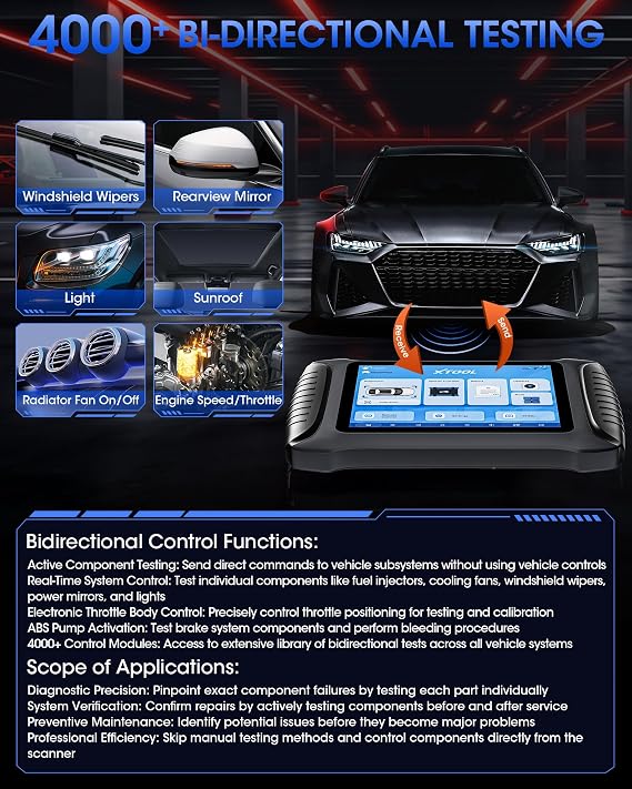 XTOOL IP900BT OBD2 Scanner Diagnostic Tool, ECU Coding Automative Scanner, AI-Assisted Wireless Scan Tool with 41+ Reset, 4000+ Bidirectional Scanner for Car, CAN FD/DoIP/FCA, 3-Y Update