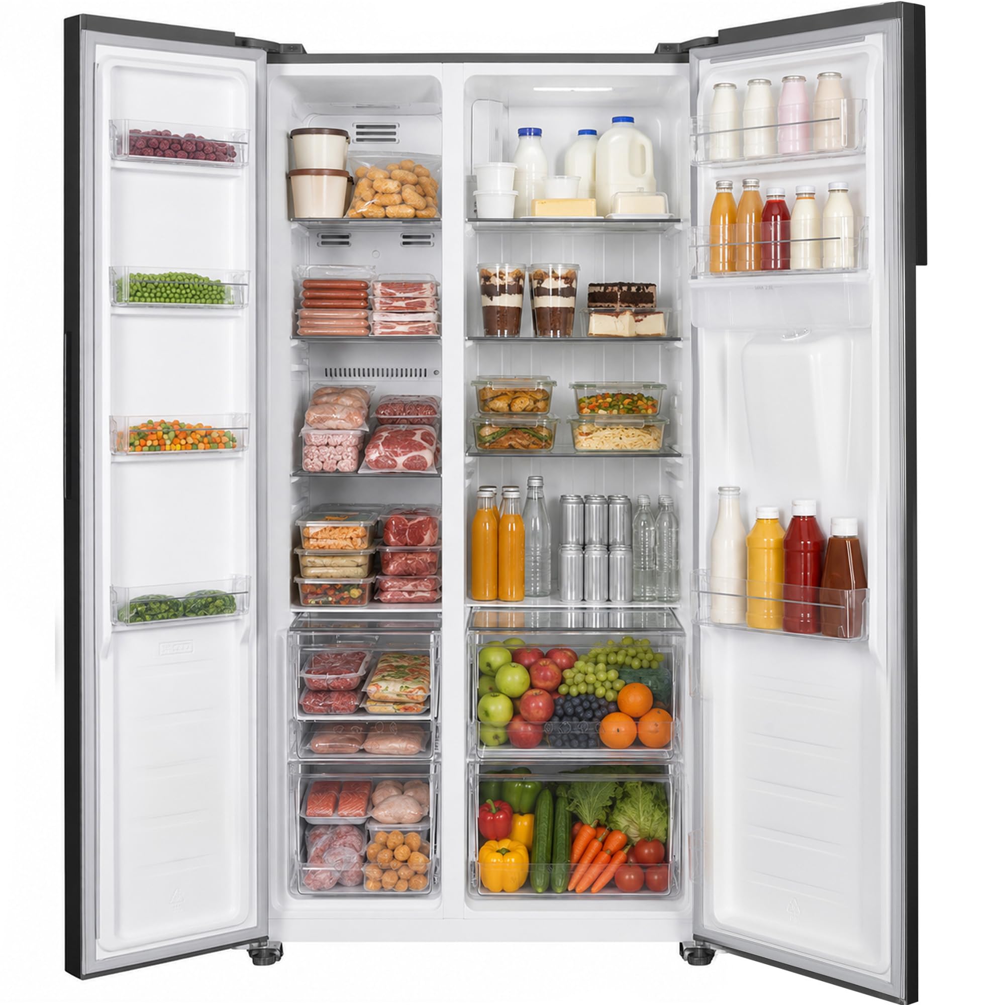HSBS‑H439NFXWDE+++ Side-by-Side Kühlschrank – 439 L, Energieklasse E, Frost-Free, LED-Display, Multi-Air Flow, verstellbare Ablagen, Weiß, inkl. 5‑Jahres-Garantie (Anthracite, 439 Liter)