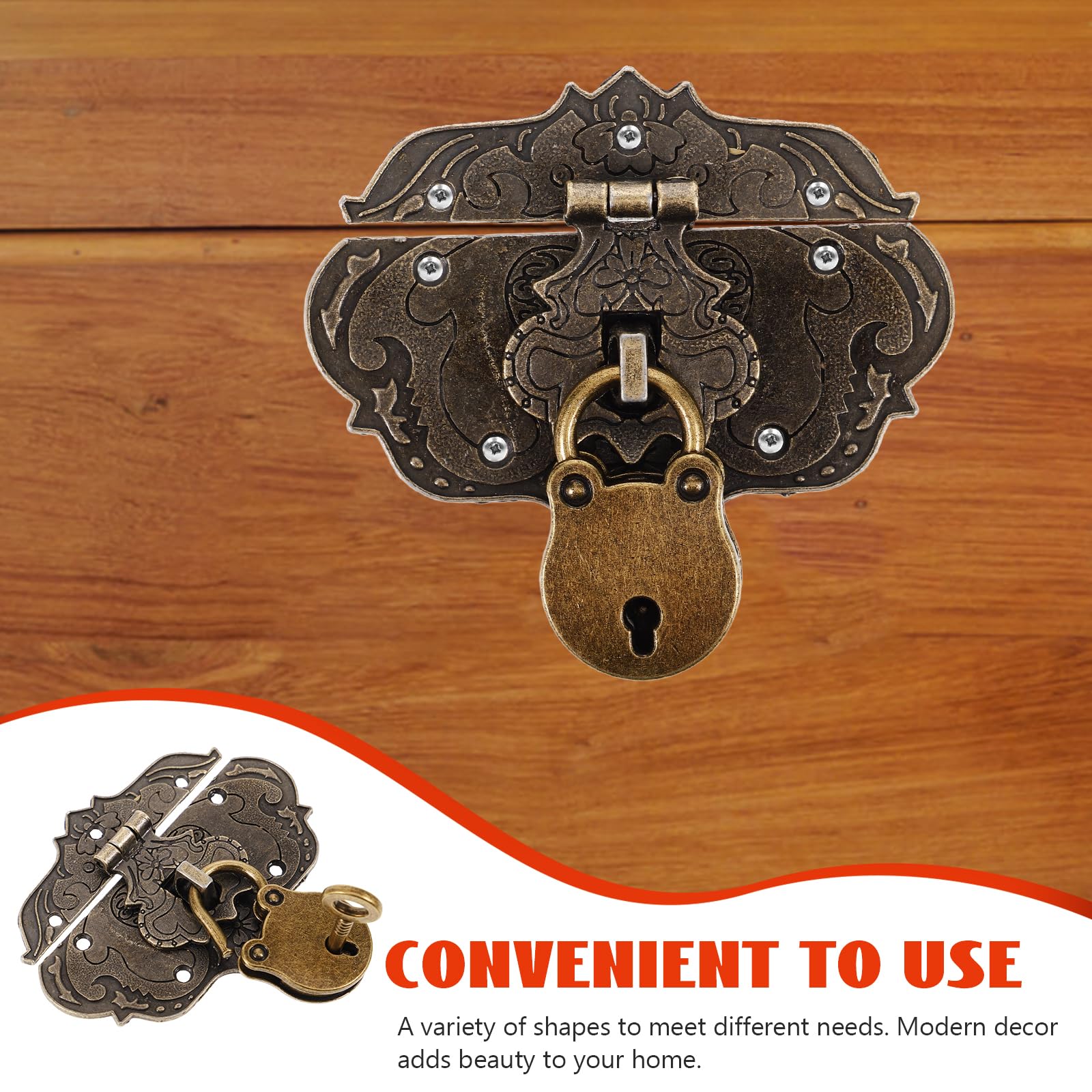 Artibetter Bear Padlock Vintage Zinc Alloy Hasp Lock for Jewelry and Gift Boxes Decorative Small Keyed Lock with Buckle Latch for Secure Closure - Image 2