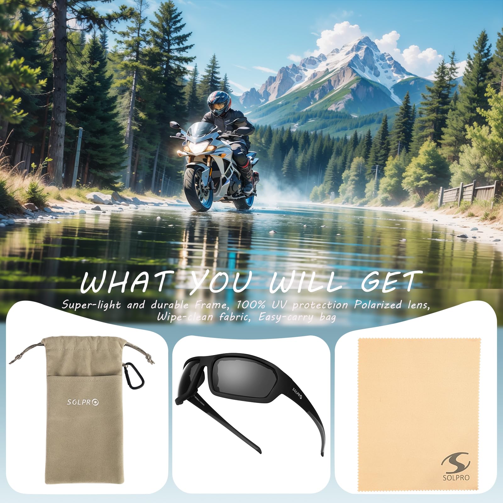 SOL PRO Occhiali da sole sportivi polarizzati imbottiti in schiuma per uomini e donne ciclismo golf pesca