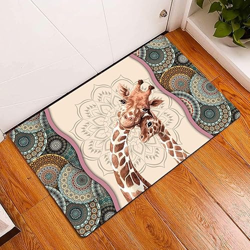 Nuevo felpudo para interiores entrada porche de franela de bienvenida diseño de jirafa mandala flor patchwork felpudo para cocina decoración del