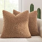 MIULEE Faux Fur Decorative Sherpa Throw Pillow Covers 12x20 Inch Pack of 2 | Neutral Light Beige Pillow Covers Fuzzy Accent Soft Sheepskin Fleece for Boho Home Decor Sofa Living Room Couch Bed