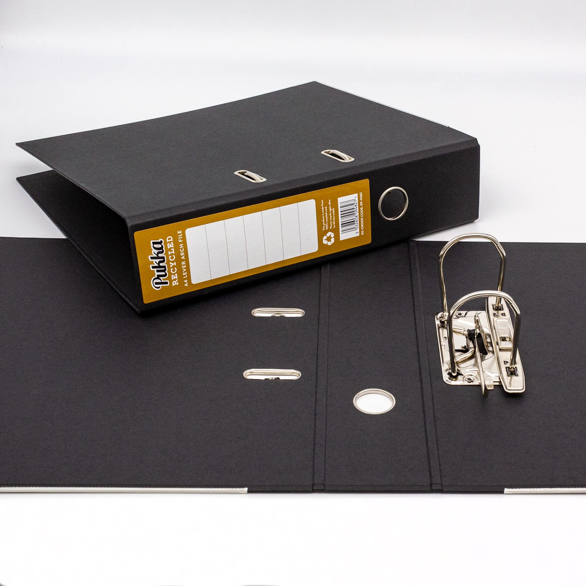 Pukka Pad, Raccoglitore ad anelli A4 in carta riciclata nera, 2 anelli, 70 mm, confezione da 10, realizzato in carta riciclata al 100%, riciclami dopo l'uso