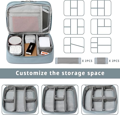 Miniatura 4 de mygreen Organizador de viaje electrónico, funda de accesorios electrónicos a prueba de agua, bolsa de almacenamiento portátil de doble capa para