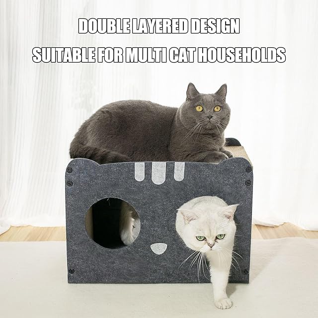 Foto 3 de 7 de Casa de cartón para gatos, casas para gatos de interior, rascador de cartón corrugado