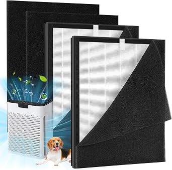 2 Pack KJ190L Filter Replacement Compatible with MOOKA KJ190 KJ190L KJ190H Air Purifier For Home Large Room 2000 Ft2, 2 KJ190 Filters and 4 Washable PreFilters Pet Air Purifier Filters for Bedroom