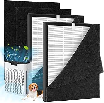2 Pack KJ190L Filter Replacement Compatible with MOOKA KJ190L Air Purifier For Home Large Room 2000 Ft², 2 KJ190 Filters and 4 Washable PreFilters Pet Air Purifier Filters for Bedroom