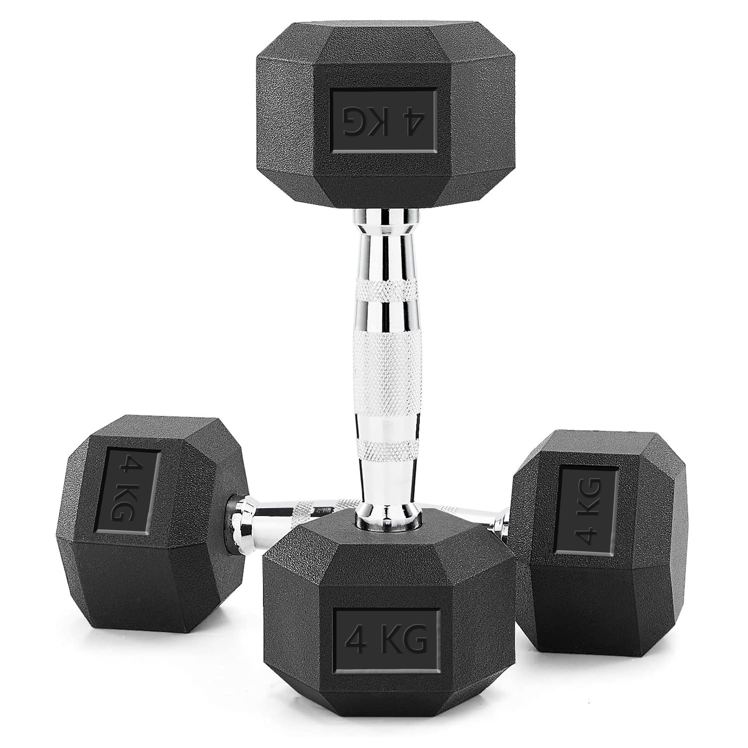 SKY LAND HEX Dumbbell Rubber Coated Cast Iron Hexagonal Dumbbells 4 kg*2 for Professional Exercise | Premium Hand Weight Dumbbell | Strength Training Equipment | Full Body Workout -EM-9260-4