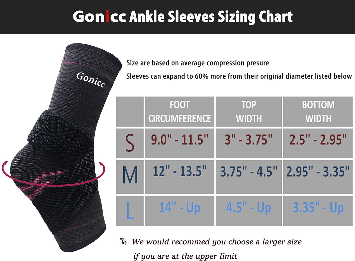 gonicc Professional Foot Sleeve Pair(2 Pcs) with Compression Wrap Support, Breathable, Stabiling Ligaments, Prevent Re-Injury, Boots Circulation, Ankle Brace, Volleyball Protective Gear Ankle Guards. : Sports & Outdoors