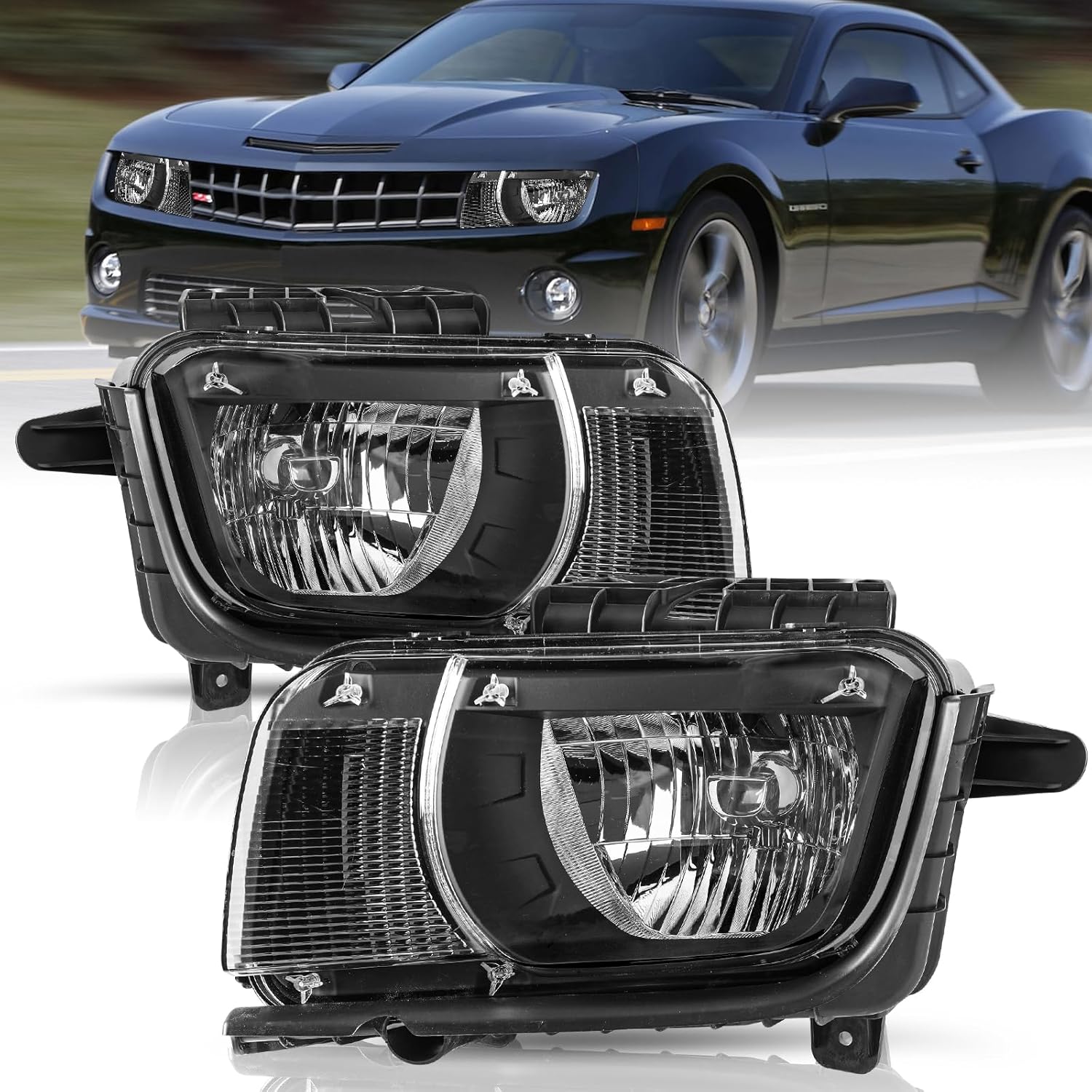 TUSDAR Headlight Assembly Pair for 2010–2013 Chevrolet Camaro (Halogen)