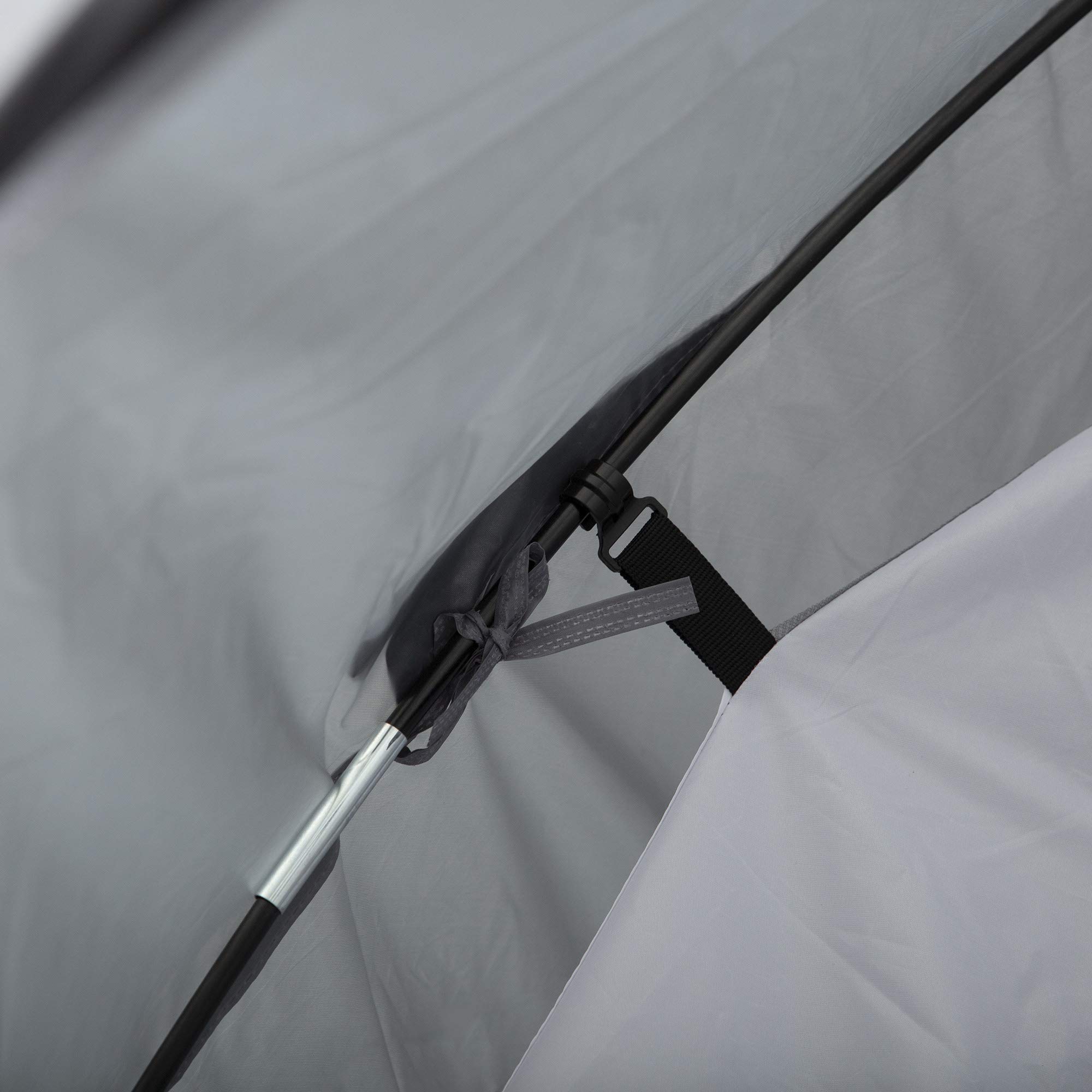 Outsunny Tenda da Campeggio 2 Posti Impermeabile con Vestibolo, Finestre e Porte con Cerniera, 325x183x130cm Grigio