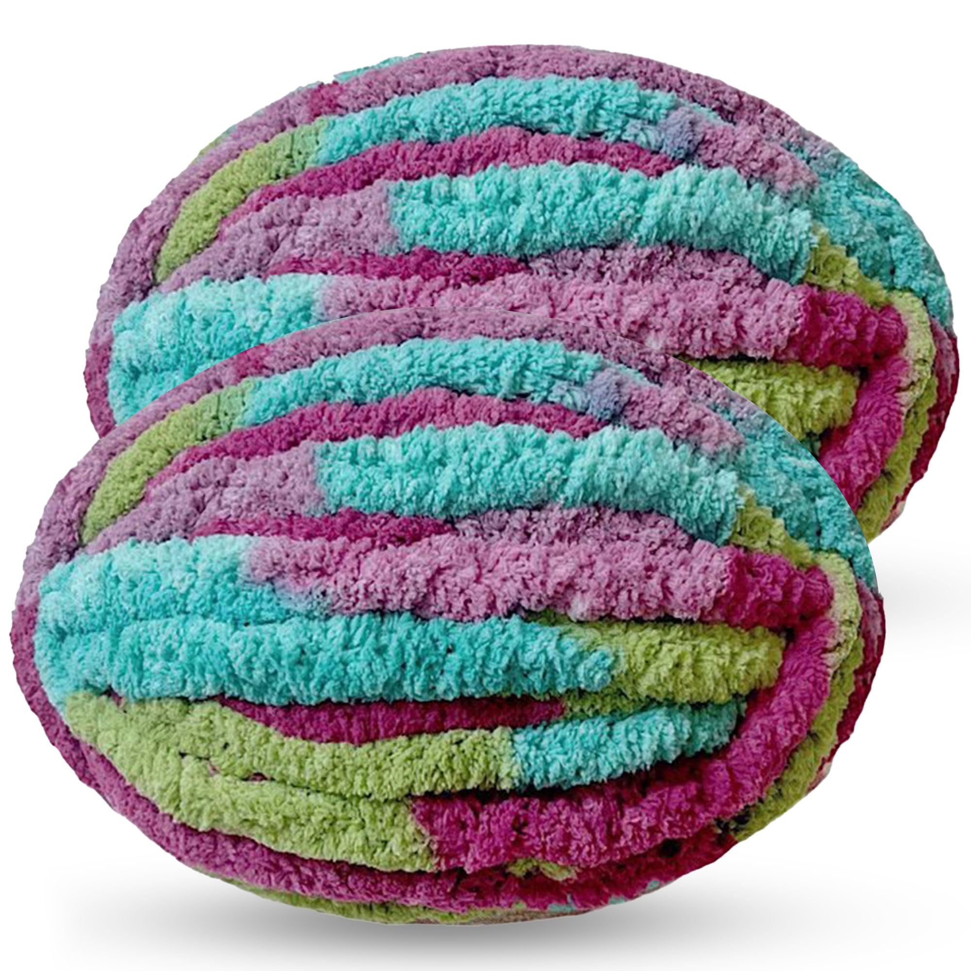 DISDADA Chunky Yarn for Hand Knitting 2 Γ 250g, Fluffy Thick Jumbo Wool Yarn Blanket (Multicolored Grape Purple)