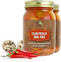 Green Jay Gourmet Cajun Pickled Quail Eggs in a Jar – Fresh Hand Jarred for Cooking & Pantry – Cajun Flavor - Simple Natural Ingredients - 2 x 16 Ounce Jars