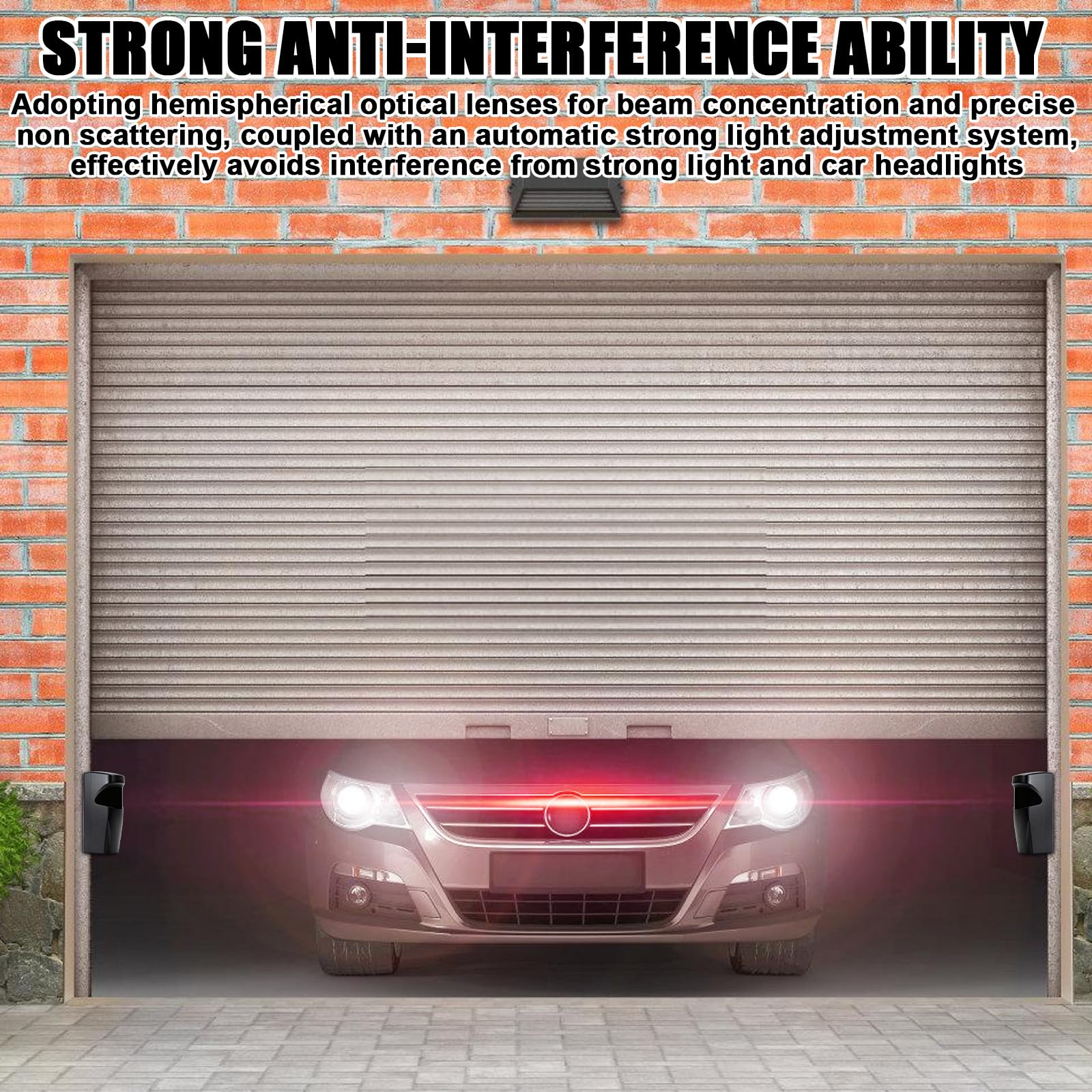 Puerta de garaje con sensor de infrarrojos, AC/DC 12-24V, barrera de luz con alarma, protección electromagnética segura para la seguridad automática de la puerta de garaje, negro
