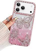 Vista 8 de BITOBE Diseñada para iPhone 16 Pro Max, Bonita Funda de Mariposa 3D Delgada con Chapado Brillante Reluciente de Lujo para Mujeres y Niñas Protectora
