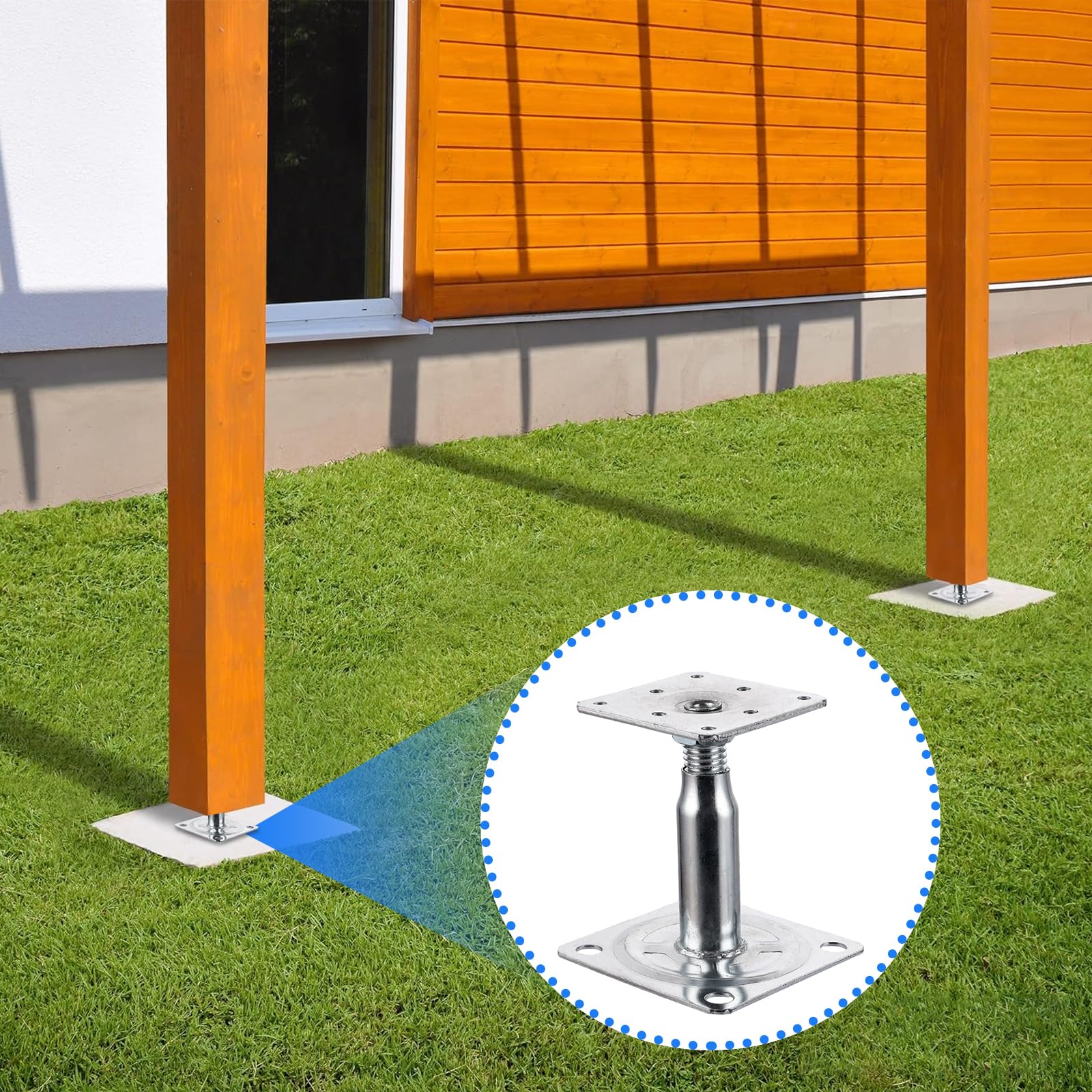Support Poteau Pergola Reglable 150-190 mm Acier Galvanisé 4pcs