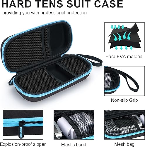 Miniatura 5 de Glamgen TENS - Maleta rígida de EVA para máquina TENS, utilizada para almacenar dispositivos TENS y almohadillas de electrodos, compatible con