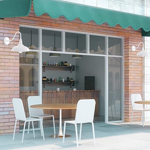 Miniatura 5 de Lámpara de granero de cuello de cisne para exteriores de 10 pulgadas de diámetro con montaje en pared, linterna de pared blanca impermeable para