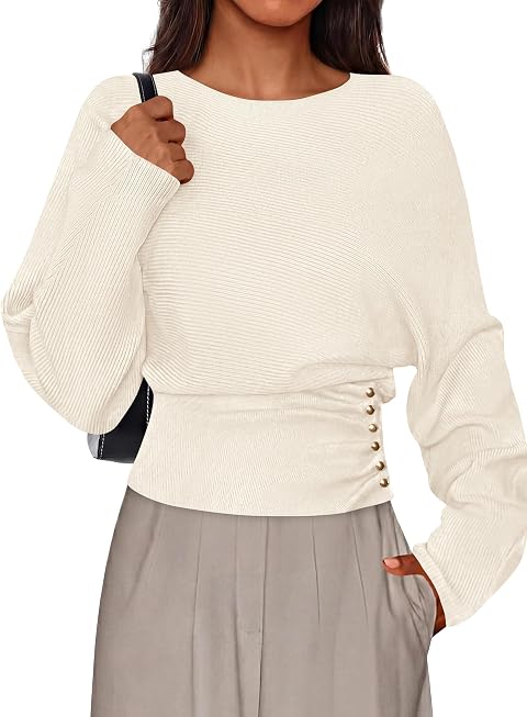 PRETTYGARDEN Batwing Sleeve Sweaters for Women Pullover Fall Clothes