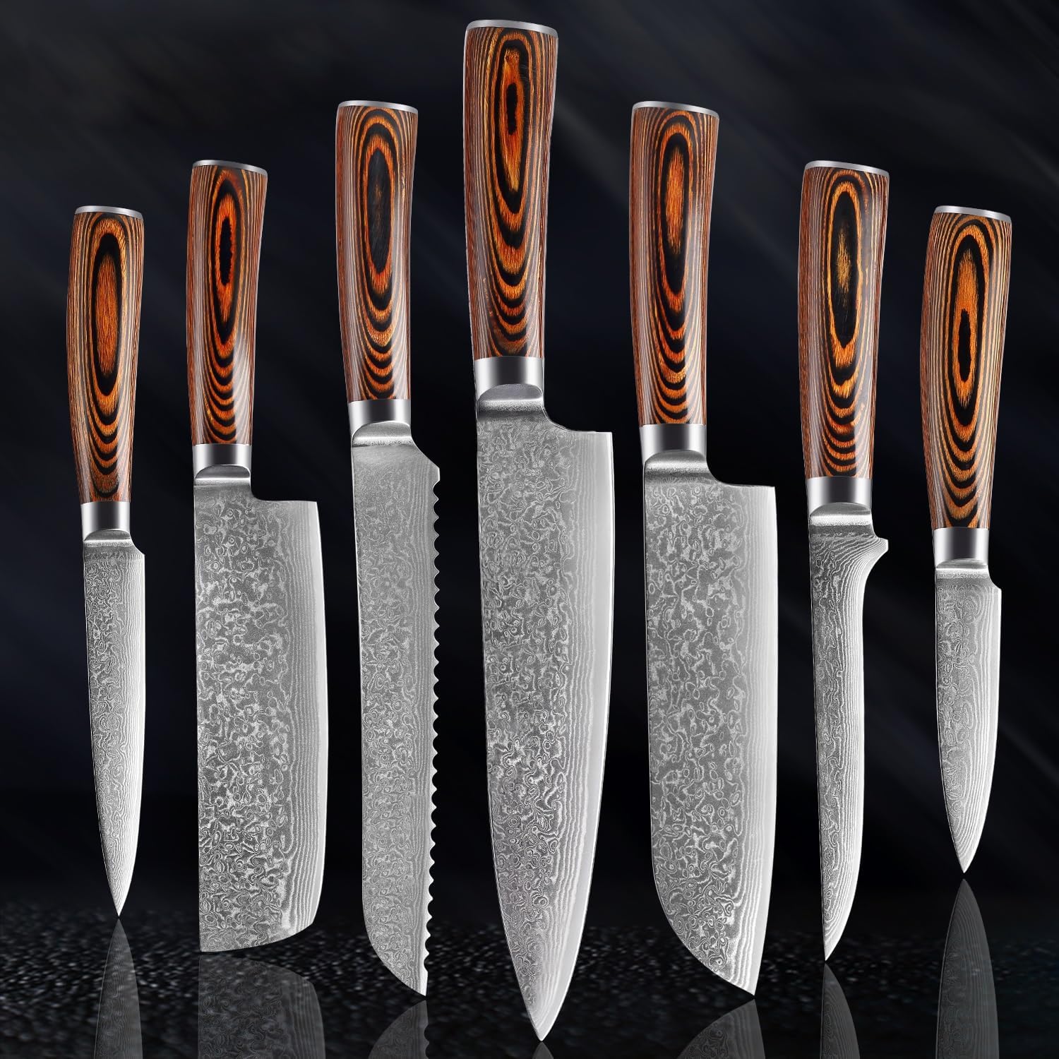 Set Cuchillos Cocina 7 Piezas Acero Inoxidable Forjado