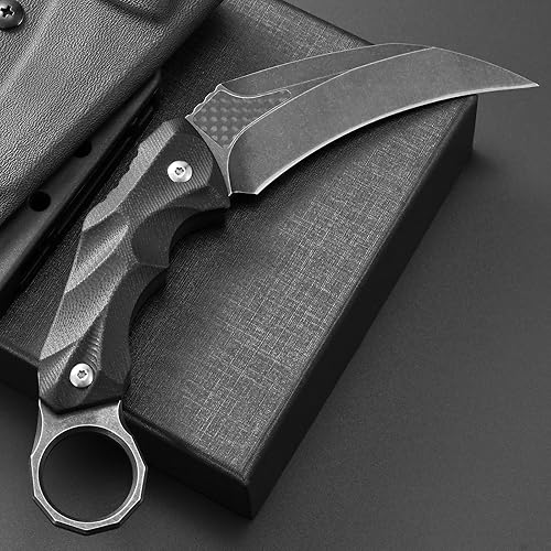 Miniatura 3 de CCanku C1692 Cuchillo de hoja fija de fibra de carbono, mango G10 de acero D2 de 4 pulgadas, herramientas EDC para campamento, cuchillo de dientes